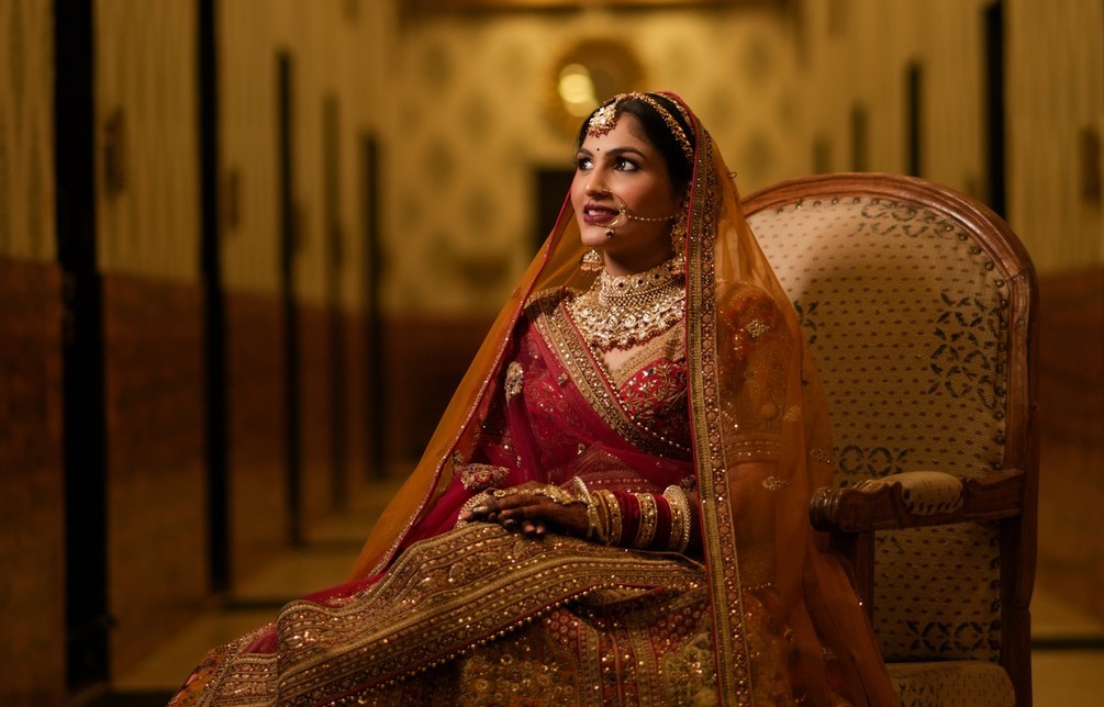 Elegant bridal portrait with natural light
