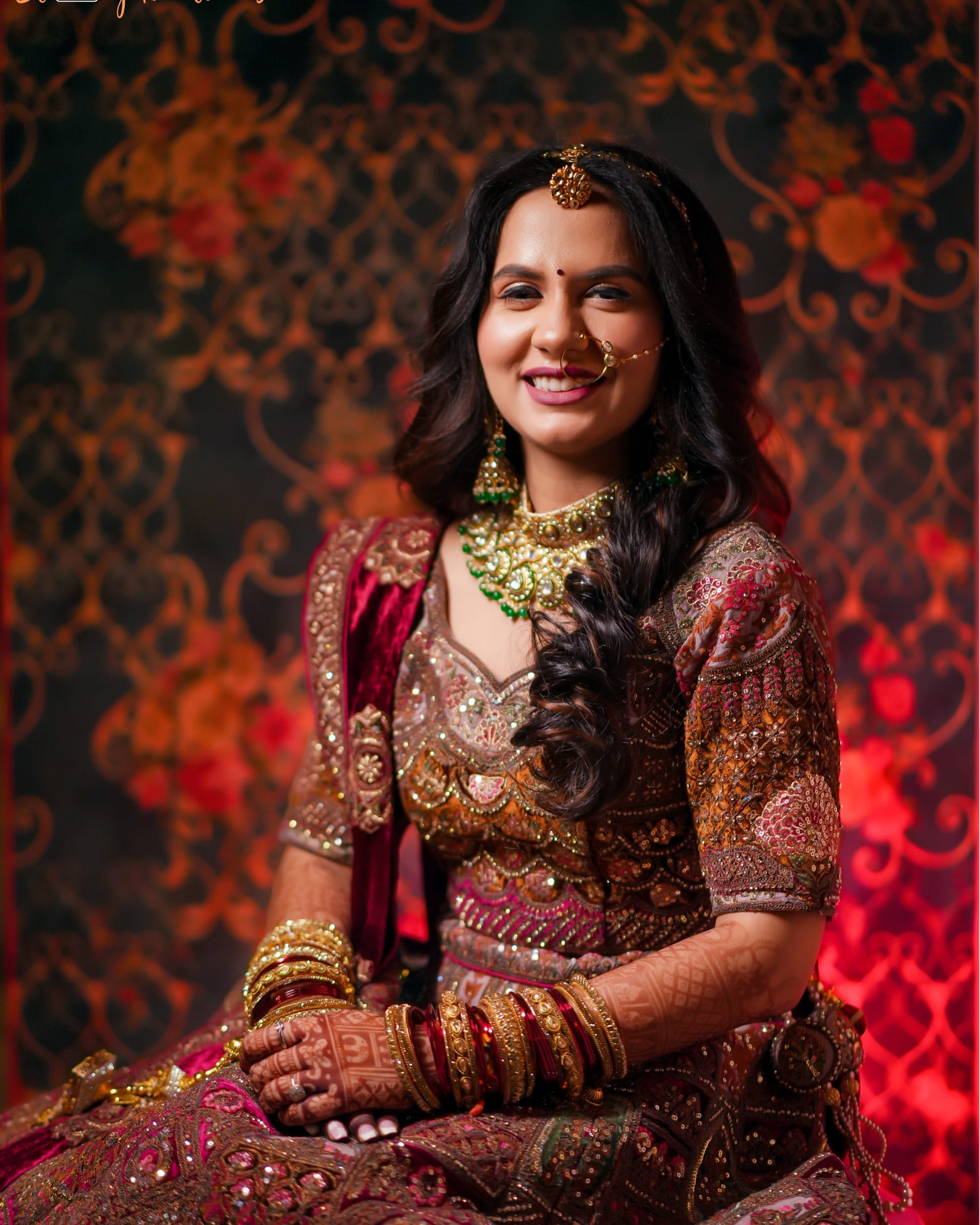 Regal bridal portrait with a strong posture and elegant expression